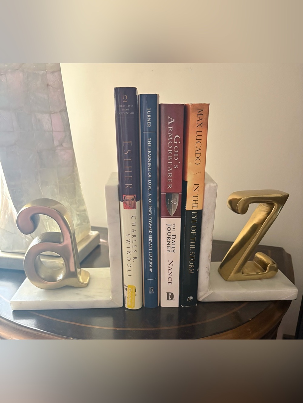 Brass and White Marble Bookends - Classic Home Accents